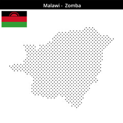 Fototapeta premium Map of Malawi region -Zomba in small cross shaped dots