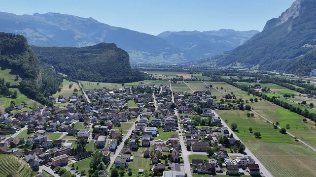 Aerial view of Gutenberg Castle in Balzers, Liechtenstein