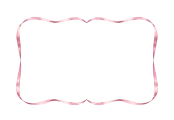 Watercolor Pink Wavy Ribbon Frame Isolated on White Background © Lora
