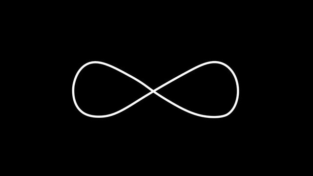 Minimalist white infinity symbol loop animation on black background