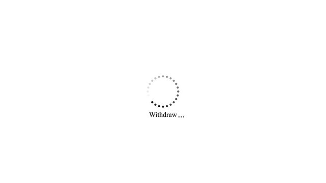 Money withdraw processing screen animation with circular loading dots on white background
