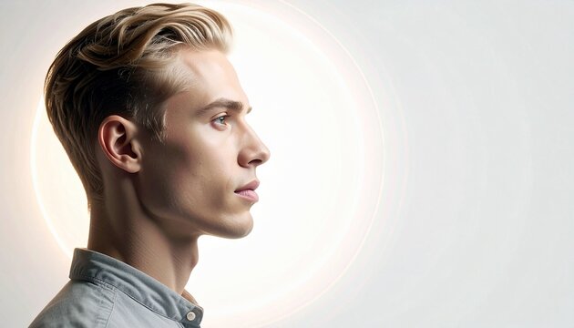 Profile of a young man with blonde hair