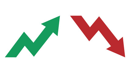 Financial chart with green up arrow and red down arrow, vector illustration. © Irin Art