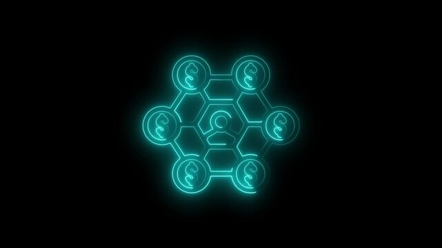 Neon digital network with dollar signs and user profile for fintech and blockchain concepts connection