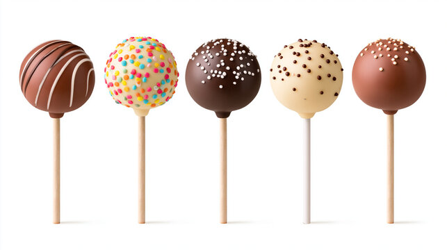 Assorted Cake Pops Isolated on White Background