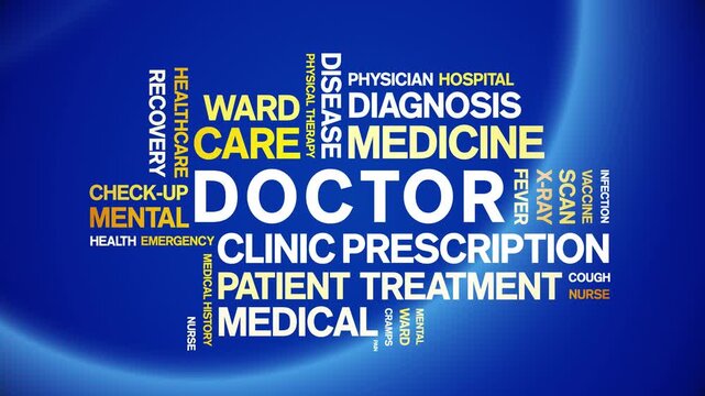 Doctor animated word cloud-text design animation tag kinetic typography seamless loop.