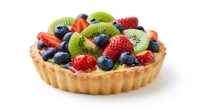 Fresh Fruit Tart Isolated on White Background