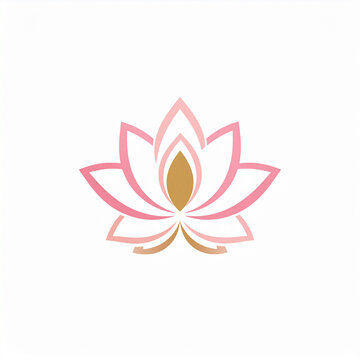 Elegant pink gold lotus flower icon for wellness yoga spa meditation spiritual design illustration on white background