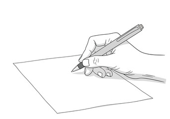 Naklejka premium Close up of a hand holding a pen and writing on white paper
