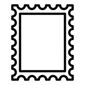 Blank postage stamp template with wavy edges and rectangular shape icon
