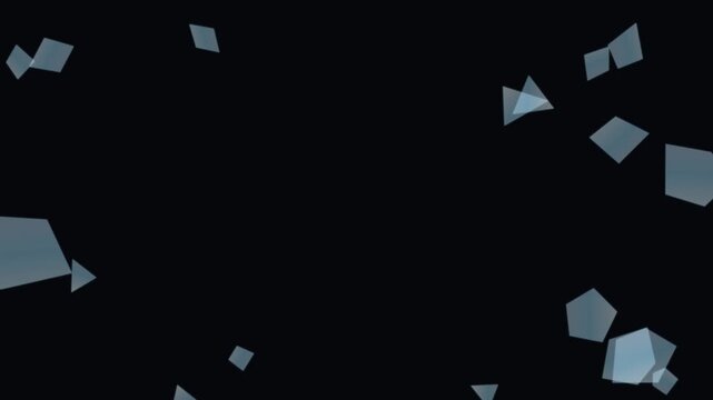 Abstract Geometric Shapes Animate and Scatter Across a Dark Background Motion Graphic