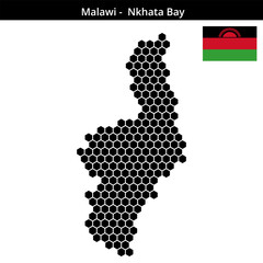 Obraz premium Map of Malawi region -Nkhata-Bay in medium hexagonal dots