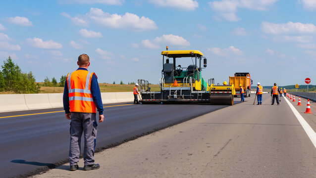 Engineer on Road Construction Site