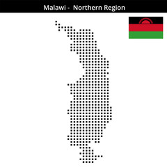 Obraz premium Map of Malawi region -Northern-Region in medium size square dots