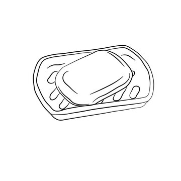 Soap Bar on Soap Dish Line Art