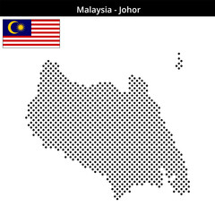 Fototapeta premium Map of Malaysia region Johor in medium sized cross shaped dots