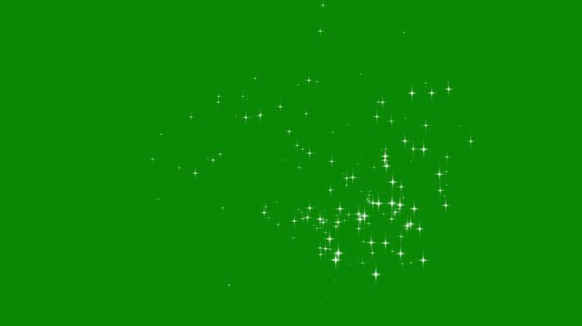 Glittering Star Dust Trail Sparkling Particles with Golden Glowing Starlight Path White Twinkling Magic Sparkle Transition 2D Cartoon Blinking Star Overlay Effect for Background Video green screen