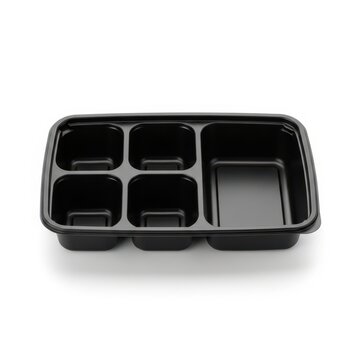Empty black car ashtray with five compartments for cigarettes