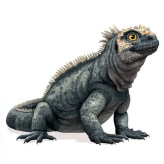 Fototapeta premium Pixel Art Illustration Of A Gray Marine Iguana Isolated On A White Background