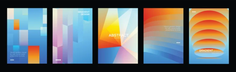 Fototapete Sportgeschäft Abstract gradient poster background vector set. Modern cover templates with colorful geometric shapes and optical illusion design for social media, banner and wallpaper.  © TWINS DESIGN STUDIO