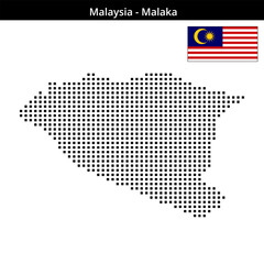 Fototapeta premium Map of Malaysia region Malaka in medium size square dots