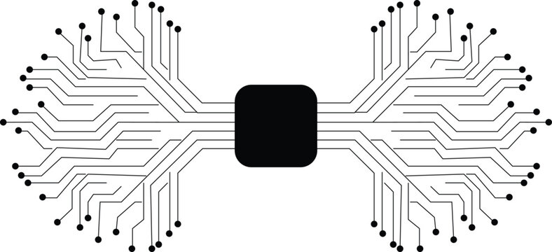 Technology background with electronic microchip and digital connection lines