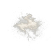 Obraz premium A cloud-like, textured white mass with soft edges and scattered particles against a stark black background