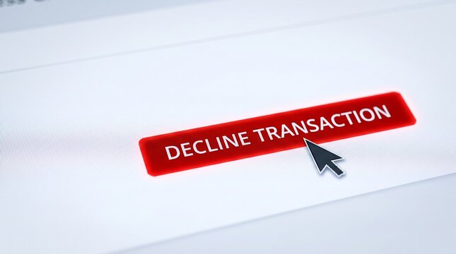 Mouse cursor hovering over red decline transaction screen button