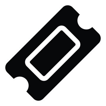 Black ticket icon with white outline on transparent background icon