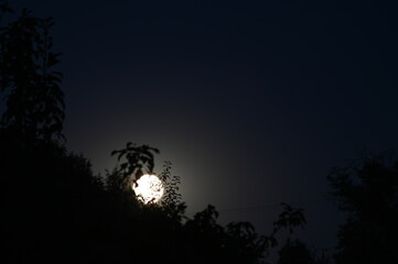 moon in the night sky, Bright full moon shining in a clear night sky. © Petra