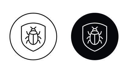 Cyber security bug shield icon set featuring software protection and malware defense in outline and solid vector styles isolated on white background for technology and internet © TARU STOCKPLC