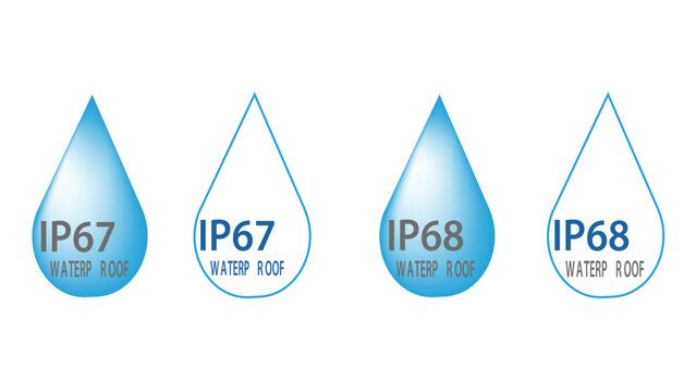 Ip67 and ip68 waterproof rating icons set