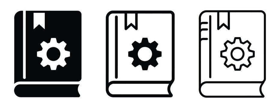 Manual Book Icon Silhouette Vector, Bold Outline and Line Art Design Suitable for User Instructions, Handbook, Education, Product Guide, and Help Center Graphics