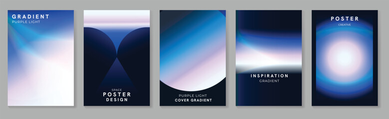 Naklejka na ściany i meble Abstract gradient poster background vector set. Modern cover templates with colorful geometric shapes and optical illusion design for social media, banner and wallpaper.