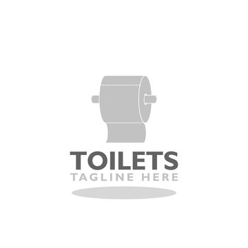 Toilet paper roll logo icon with shadow