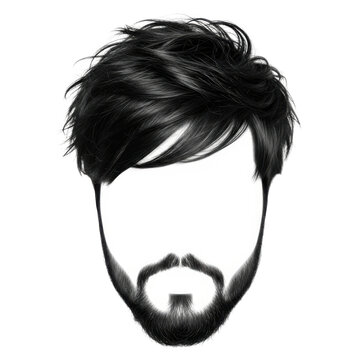 man with mohawk hairstyle and beard portrait illustration isolated on transparent background