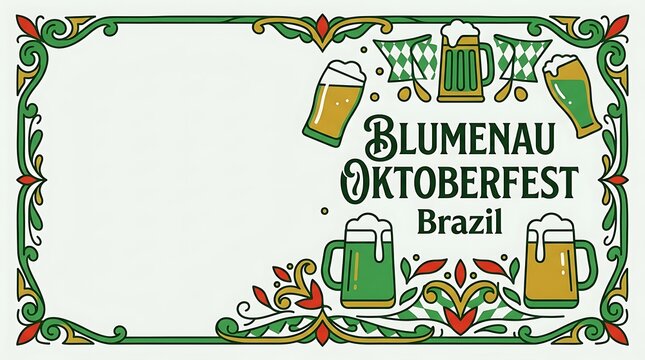 Blumenau oktoberfest brazil celebration banner with beer mugs