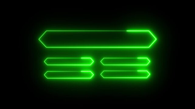Animation of a neon Green quiz line with a choice of answer options on a black background . Question mark motion animation, futuristic cyber tech visual, asking doubts confusing graphics.