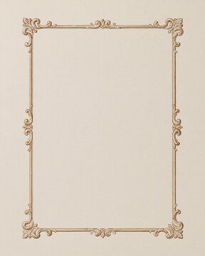 Ornate vintage gold frame border on a cream paper background
