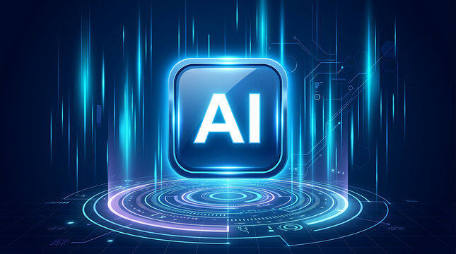 Glowing a i symbol on futuristic digital circuit board background artificial intelligence technology