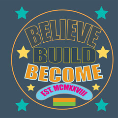 Fototapeta premium Circular typographic emblem with motivational text and star accents vector illustration