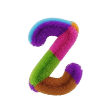 Colorful fuzzy letter z made of soft pom pom texture