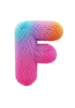 Furry rainbow letter f alphabet character