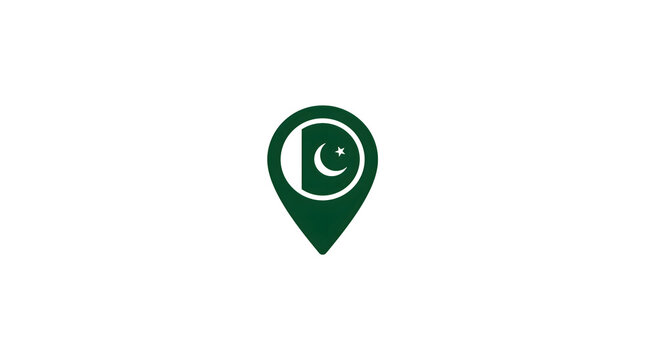 Pakistan Location Pin Map Marker Icon Crescent Star Navigation