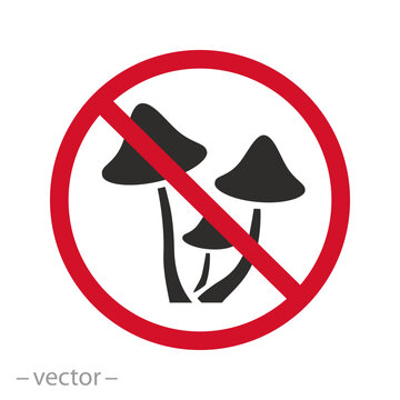 antifungal icon, red round sign, stop fungus, label antifungal agents, flat vector illustration