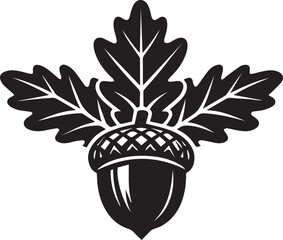 Black acorn icon with oak leaves illustration Vector, illustration © Amir