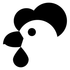 Icono con dibujo sencillo de la cabeza de un gallo o gallina vista de perfil  © teracreonte