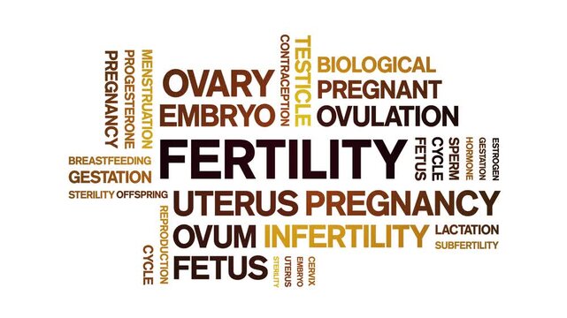 Fertility animated word cloud-animation tag kinetic typography seamless loop.