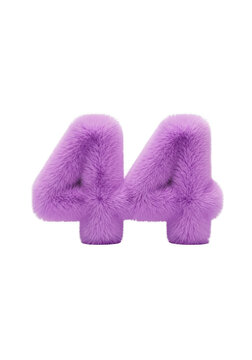 Purple fluffy number forty four 3d design