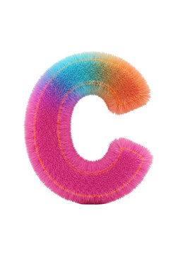 Colorful fluffy letter c with soft texture